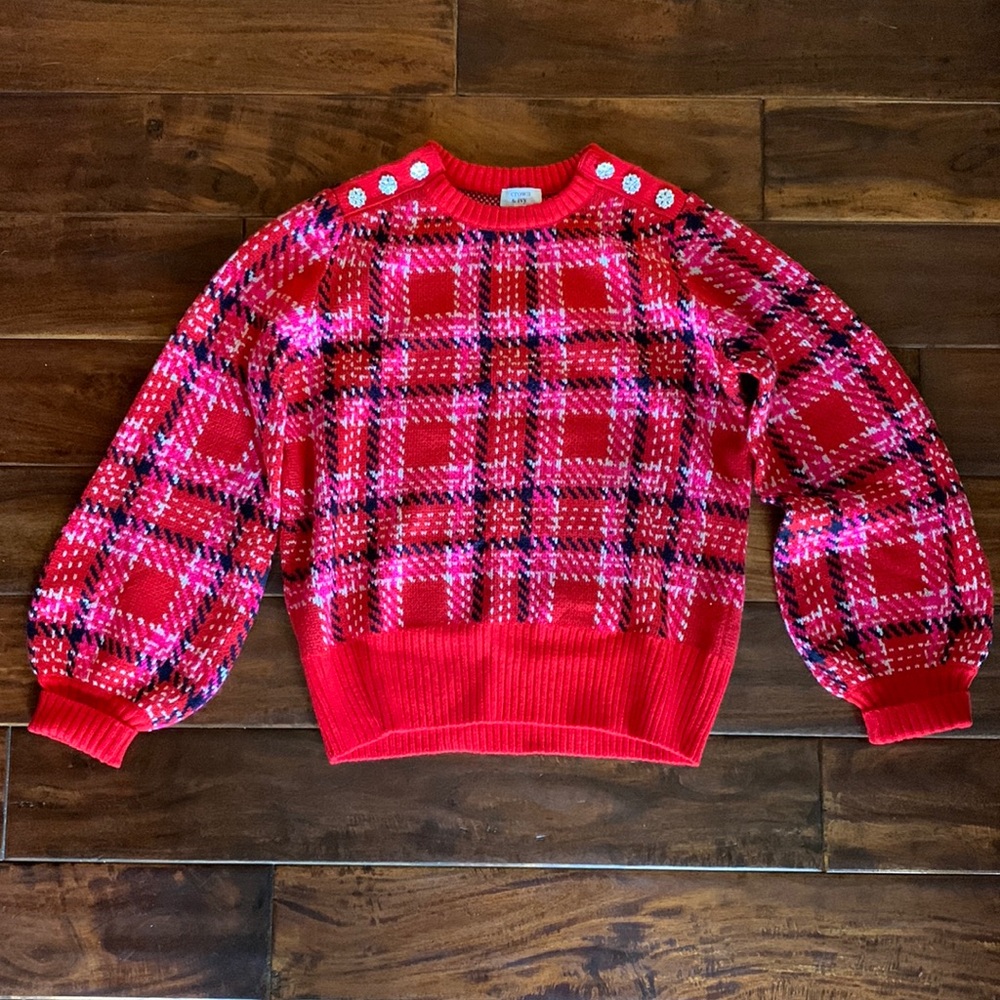 crown & ivy Tartan Sweater size S red, pink, blue